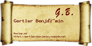 Gertler Benjámin névjegykártya